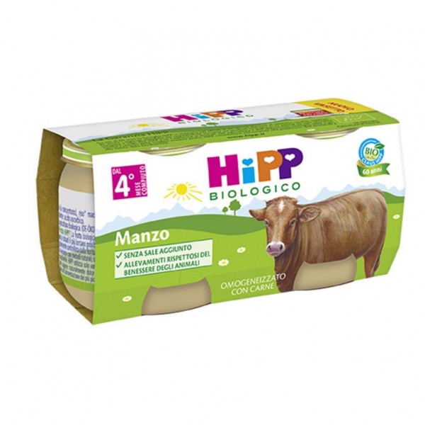 HIPP BIOLOGICO OMOGENEIZZATO MANZO 2 X 80 GR